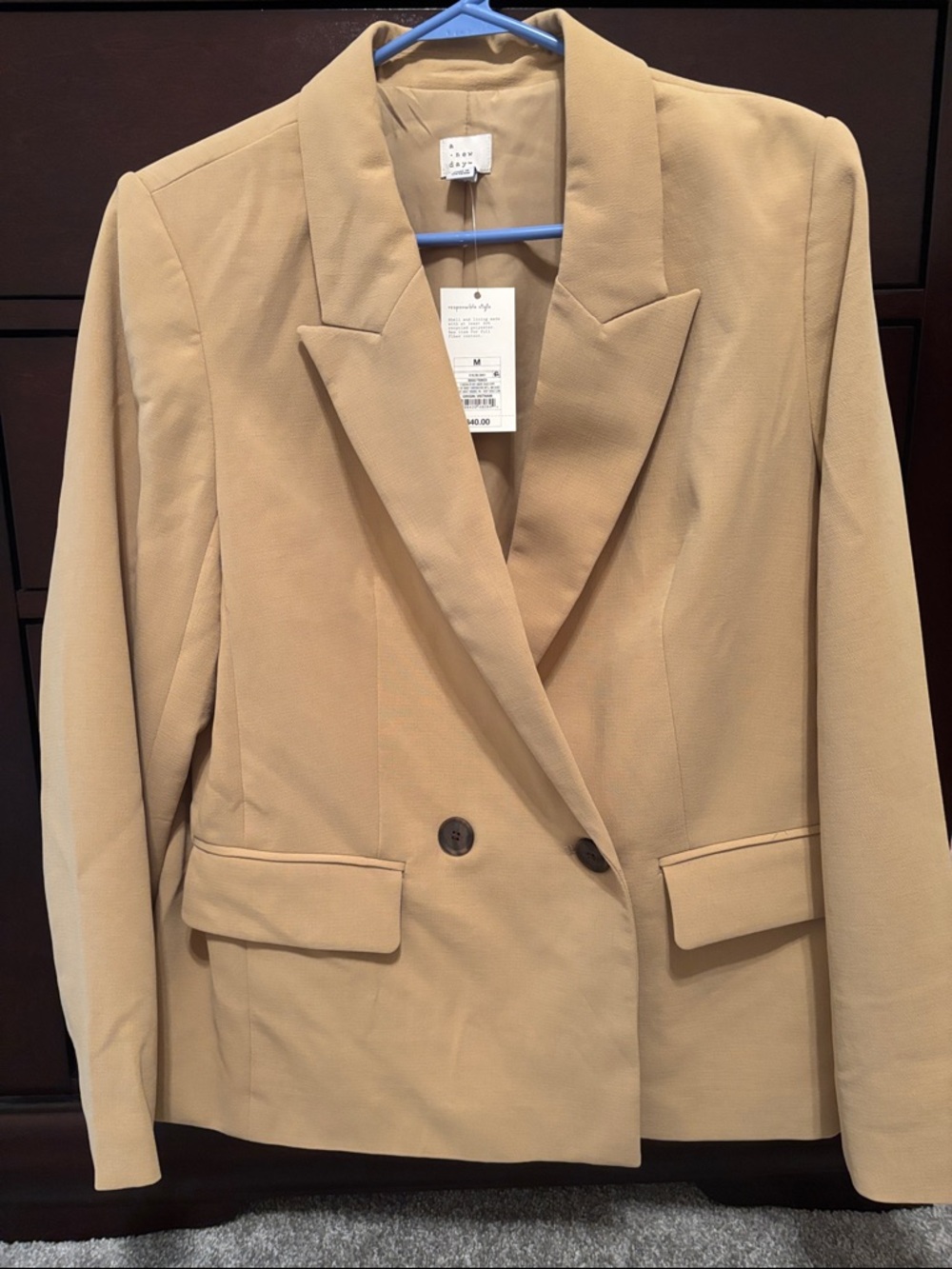 a new day Tan Double-Breasted Women's Blazer